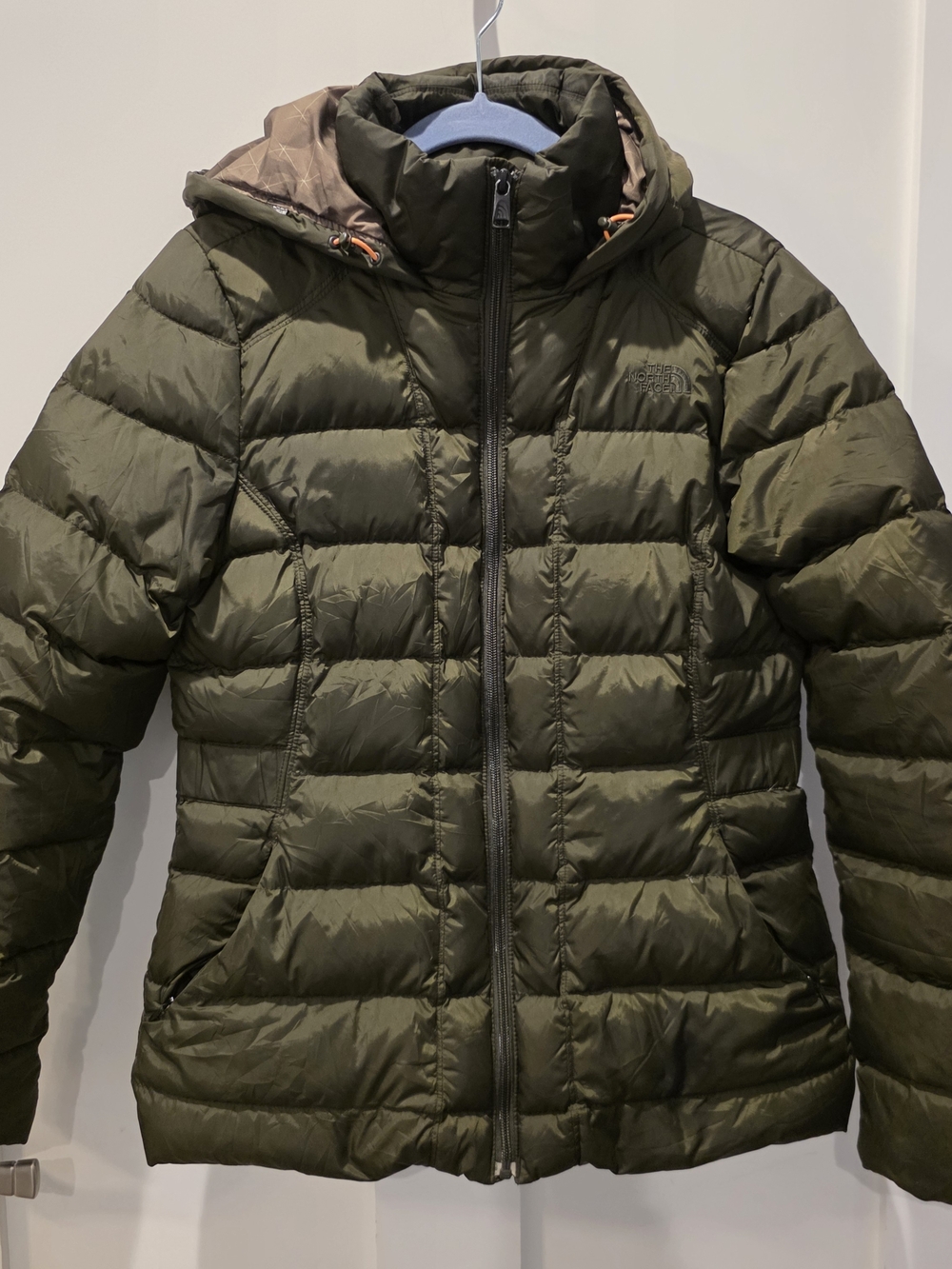 The North Face Womens Gotham Jacket 550 Down Winter Jacket M Green Pin Hole